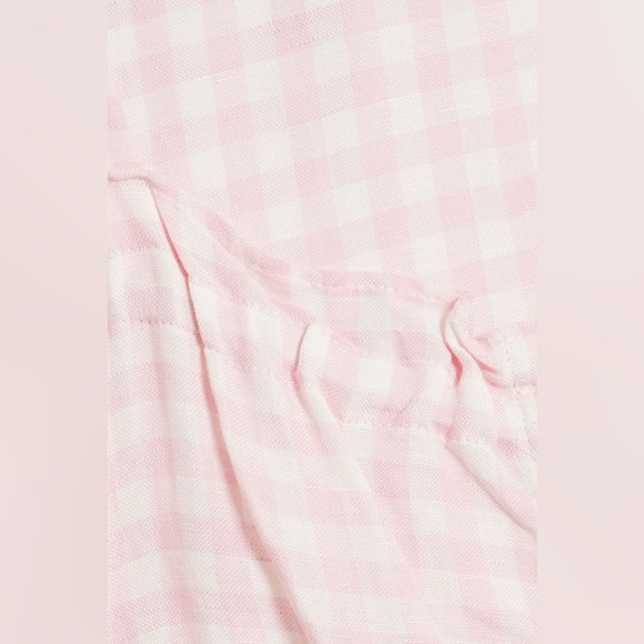 EUC Daily Sleeper Brigitte Linen-Blend Pink Gingham Midi Dress Size S - Picture 4 of 6
